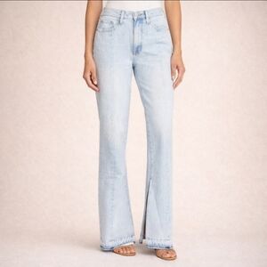 pistola Light Wash Split Hem Wide Leg Jeans